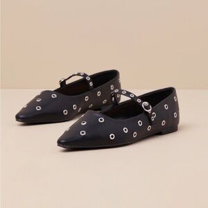 Black Studded Pointed-toe Ballet Flats, size 10 - New, never worn